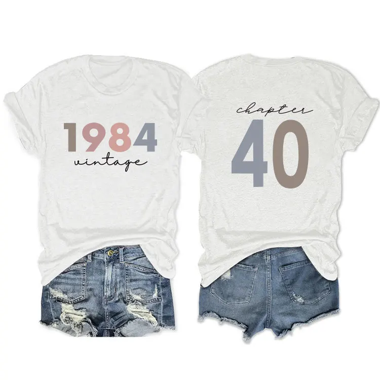 Summer O Neck T-shirt 1984 vintage chapter 40 Print loose trend short sleeve top