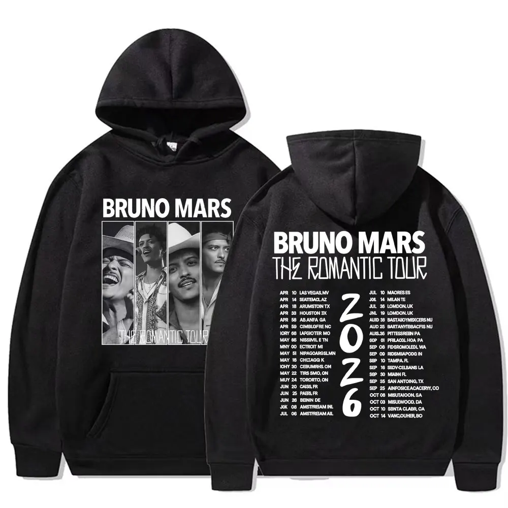 

Bruno Mars The Romantic Tour 2026 Print Hoodies Men's Clothing Harajuku Gothic Sweatshirt Fashion Casual Fleece Oversized Hoodie