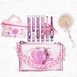 FLORTTE Makeup Set Solid Lipstick New Colour Waterproof Lipgloss Moisturising Make Up Bag Sets Cosmetics Full 9PCS Set