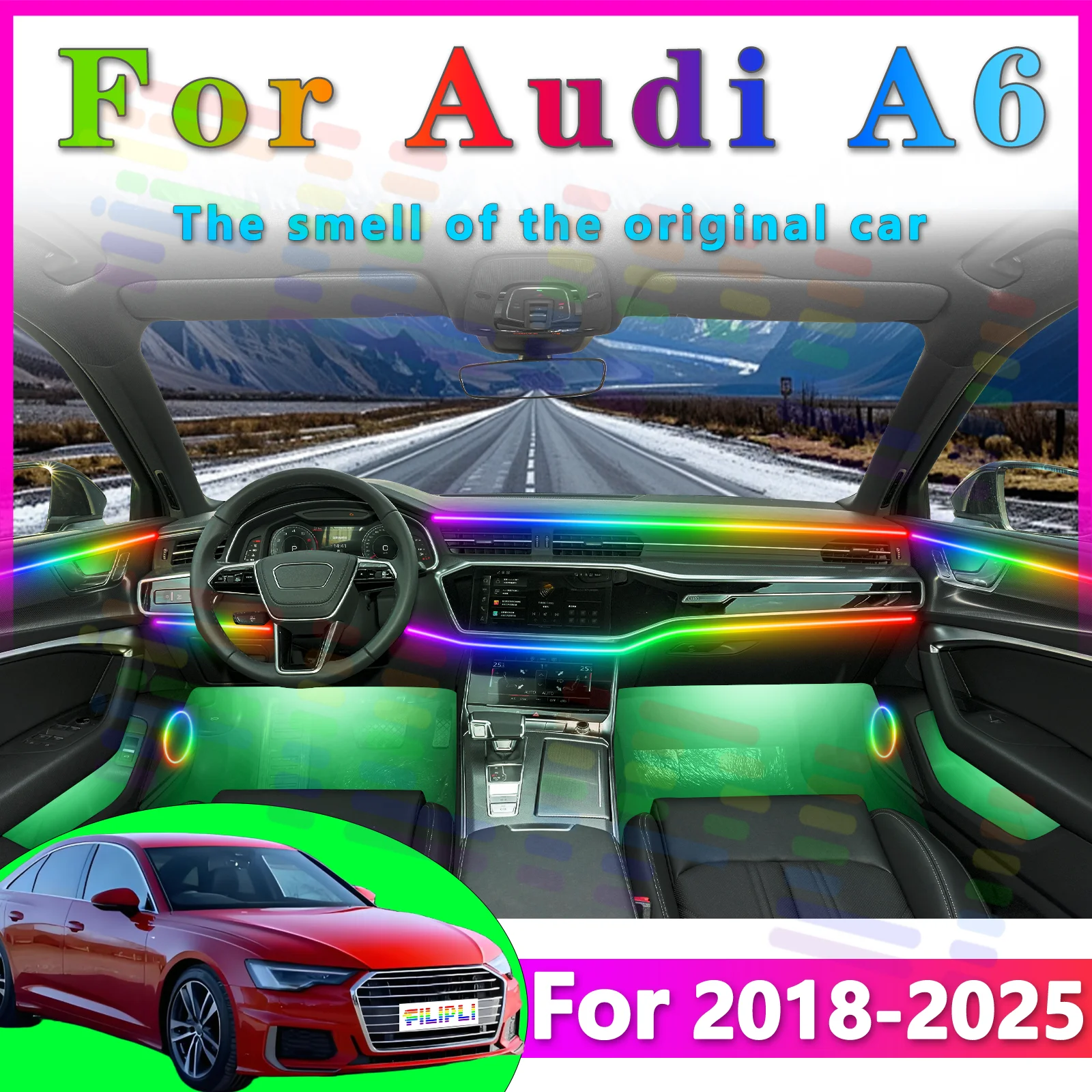 

FILIPLI для Audi A6 интерьер RGB Symphony Light 64 цветная светодиодная лента для обновления вождения