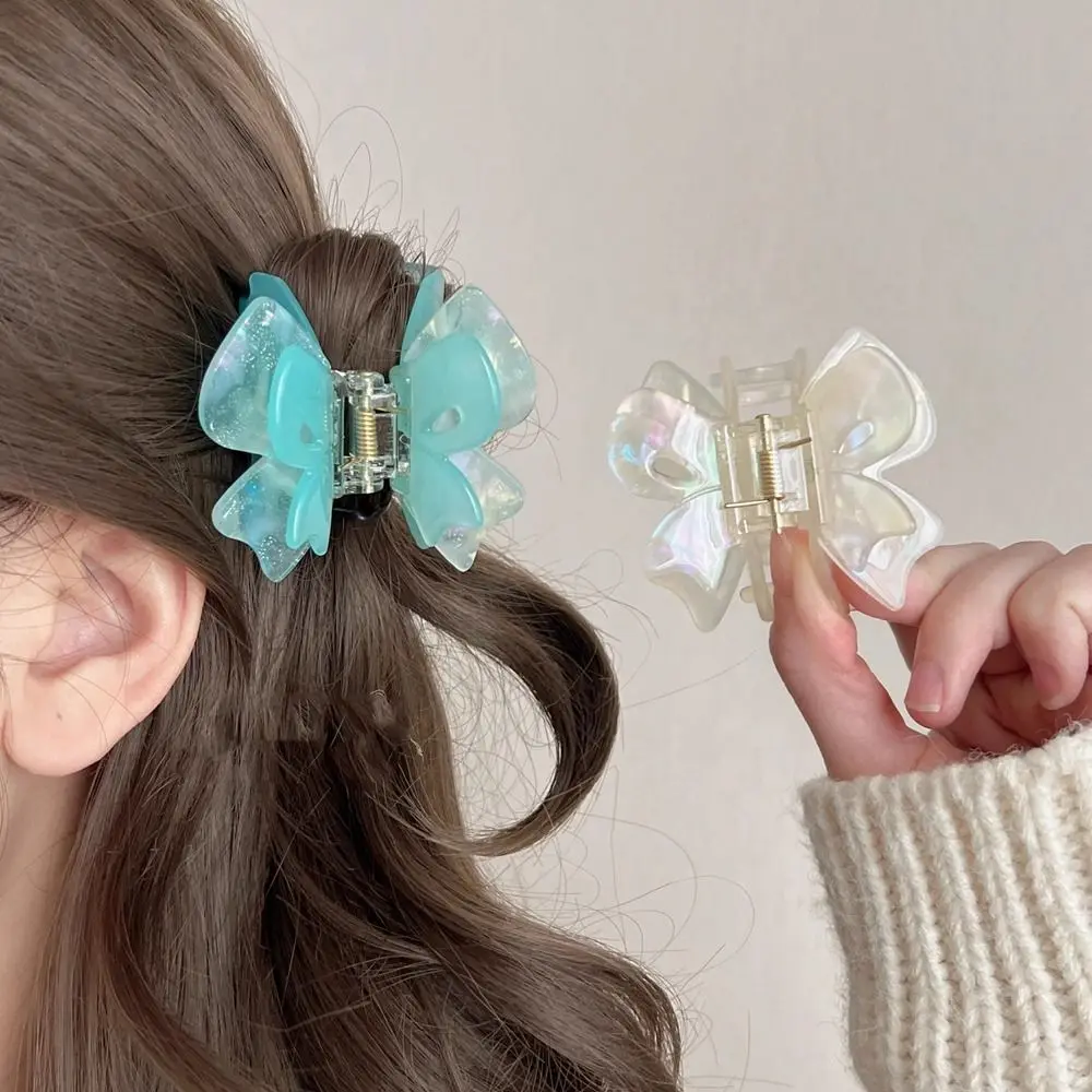

Sweet Hairpin Butterfly Hair Claw Large Double Layered Acetate Hair Clip Barrette Korean Style Acetic Acid Shark Clip Female