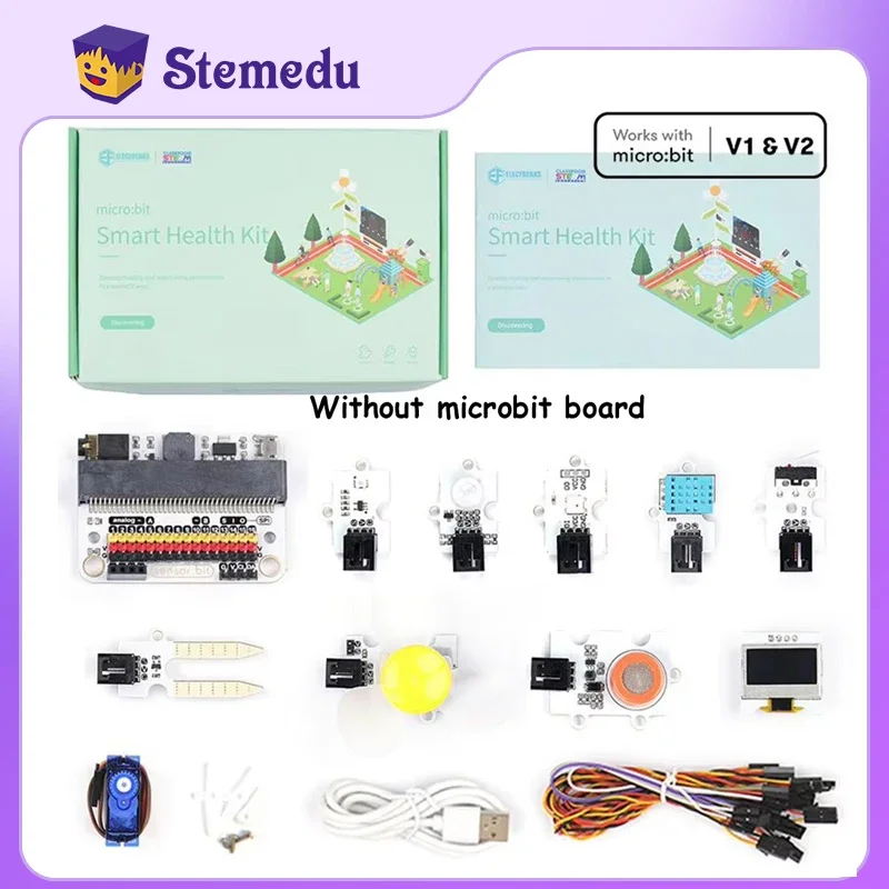 Micro: Bit Smart Health Kit Sensor: Bit Analoge Uv-Sensor Pir Sensor 180 ° Servo Voor Kinderen Coderen Programmering Leren Les