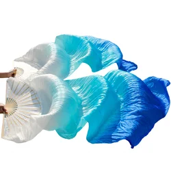 Hot Sell Kid Women Belly Dancing Fan 1 Pair Gradient Color Dancer Practice Long Imitation Silk Fans 150/180x90cm Rayon Silk Fans