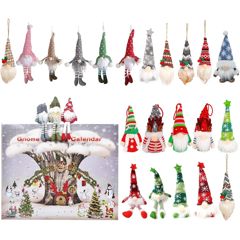 Christmas Gnome Holidays Advent Calendar 2024 Gnome Dolls with Gnome Plush Toys 24 Days Xmas Countdown Calendar for Kids Adults