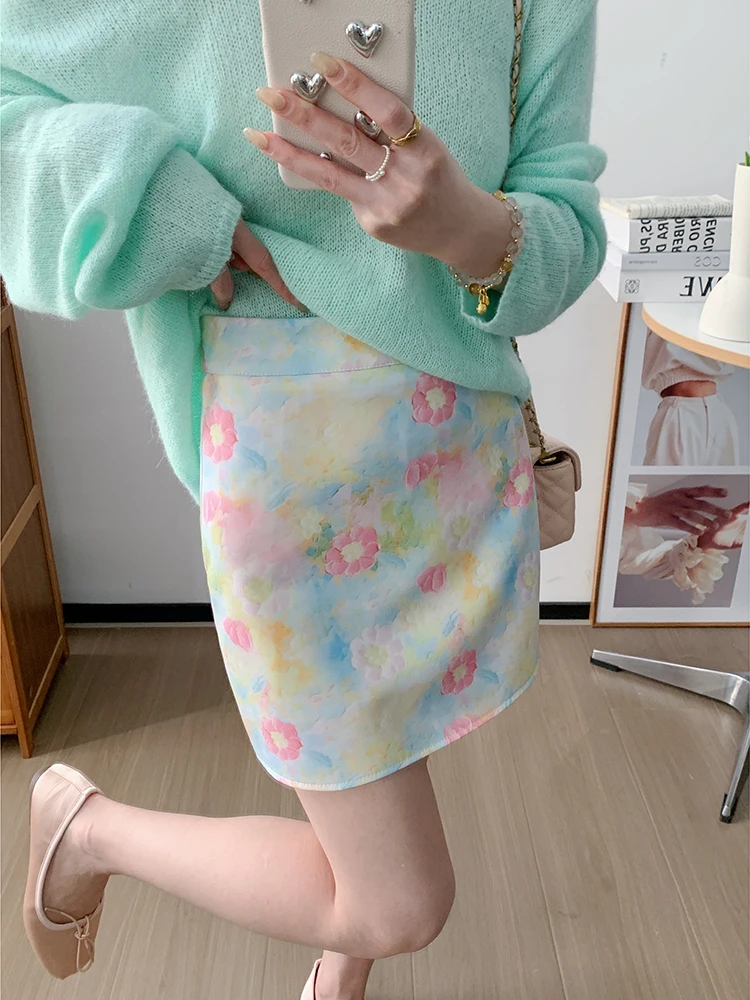 

Юбка с картиной маслом, материал UVPU, коллекция весны 2024, женские юбки F-длины Faion