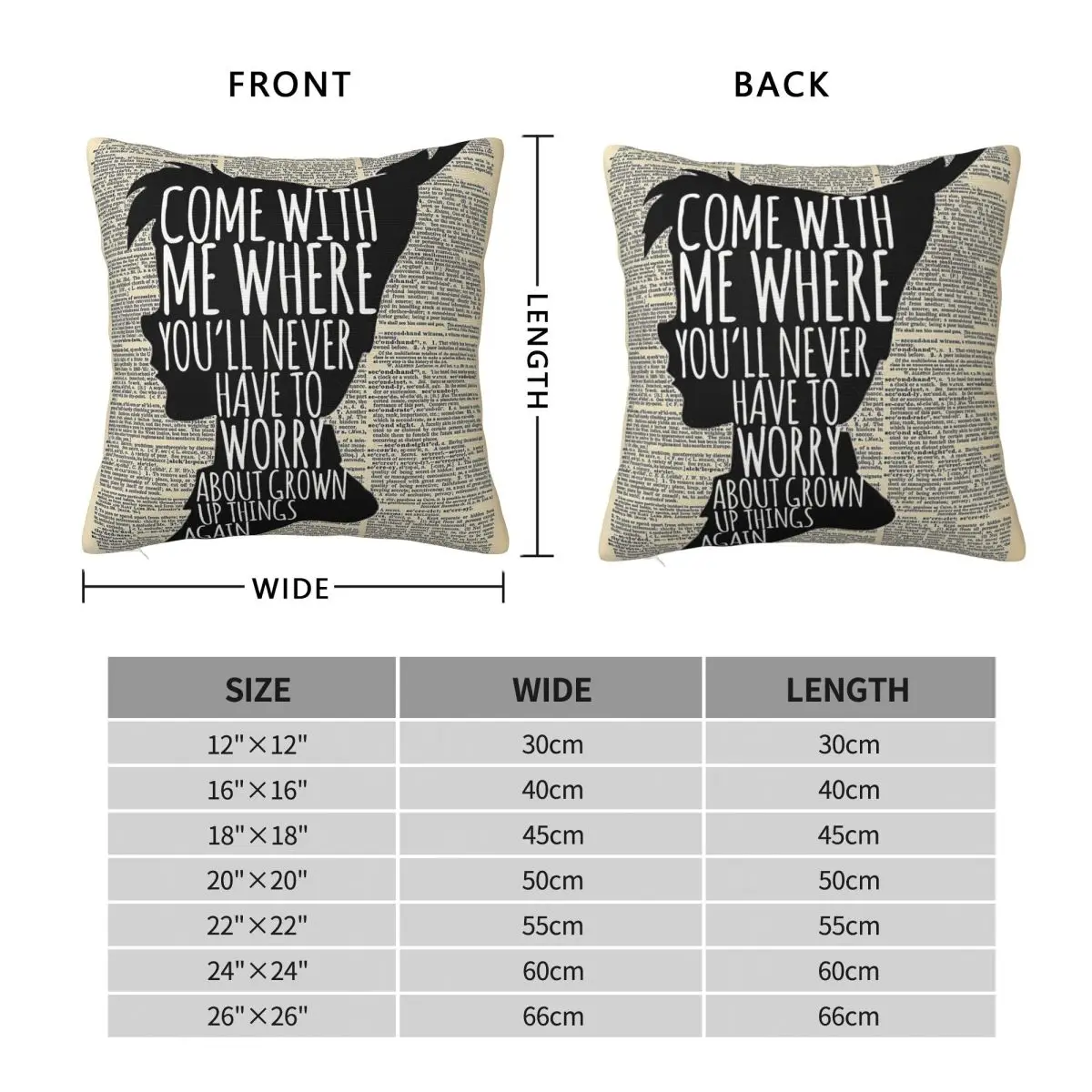 Peter Pan Grown Up Things Pillowcase Polyester Linen Velvet Creative Zip Decor Throw Pillow Case Home Cushion Cover