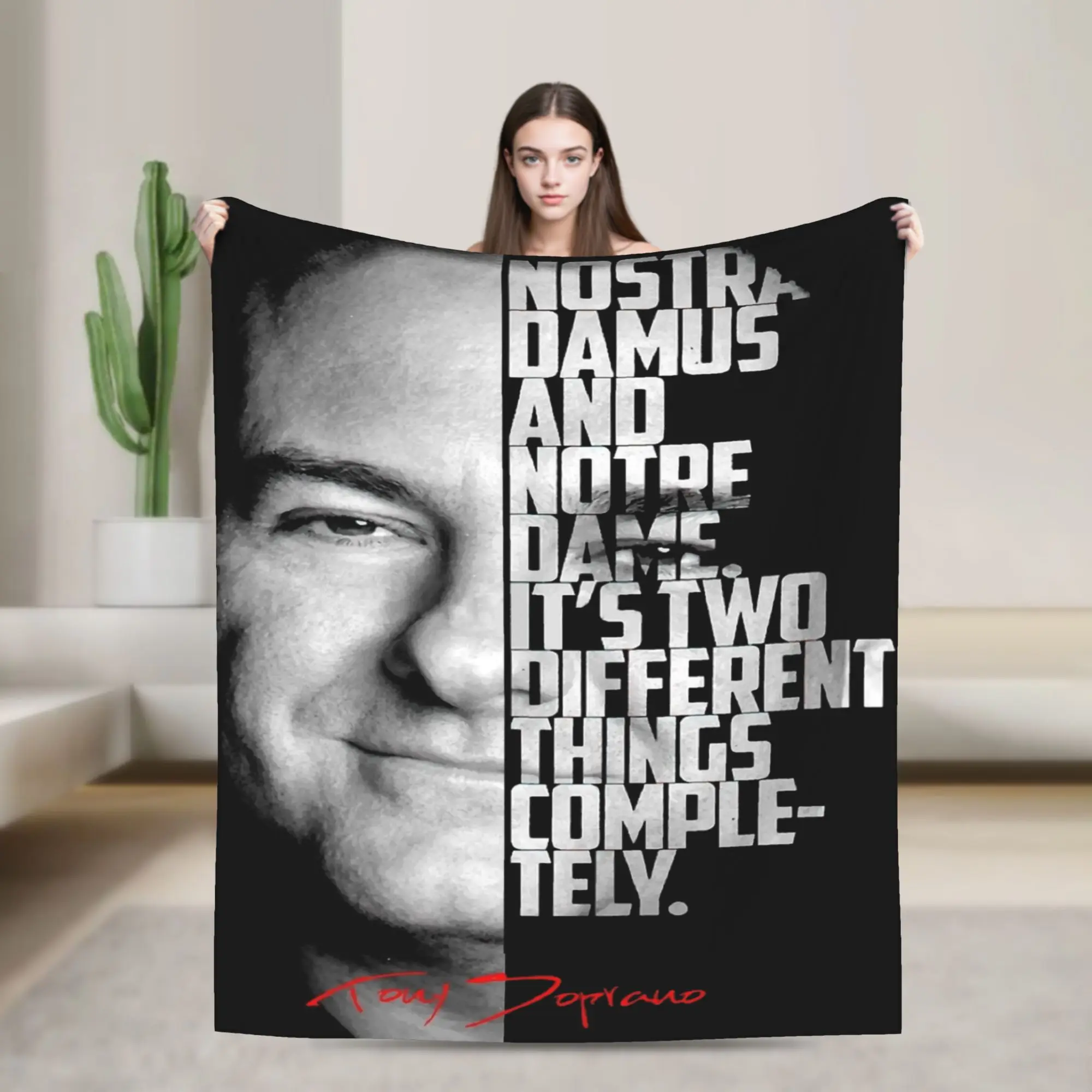Tony Soprano Tv Show Quote Flannel Blanket  Warm Soft Throw Blanket for Couch Chair Travel Office Funny Bedspread Sofa Bed Cover