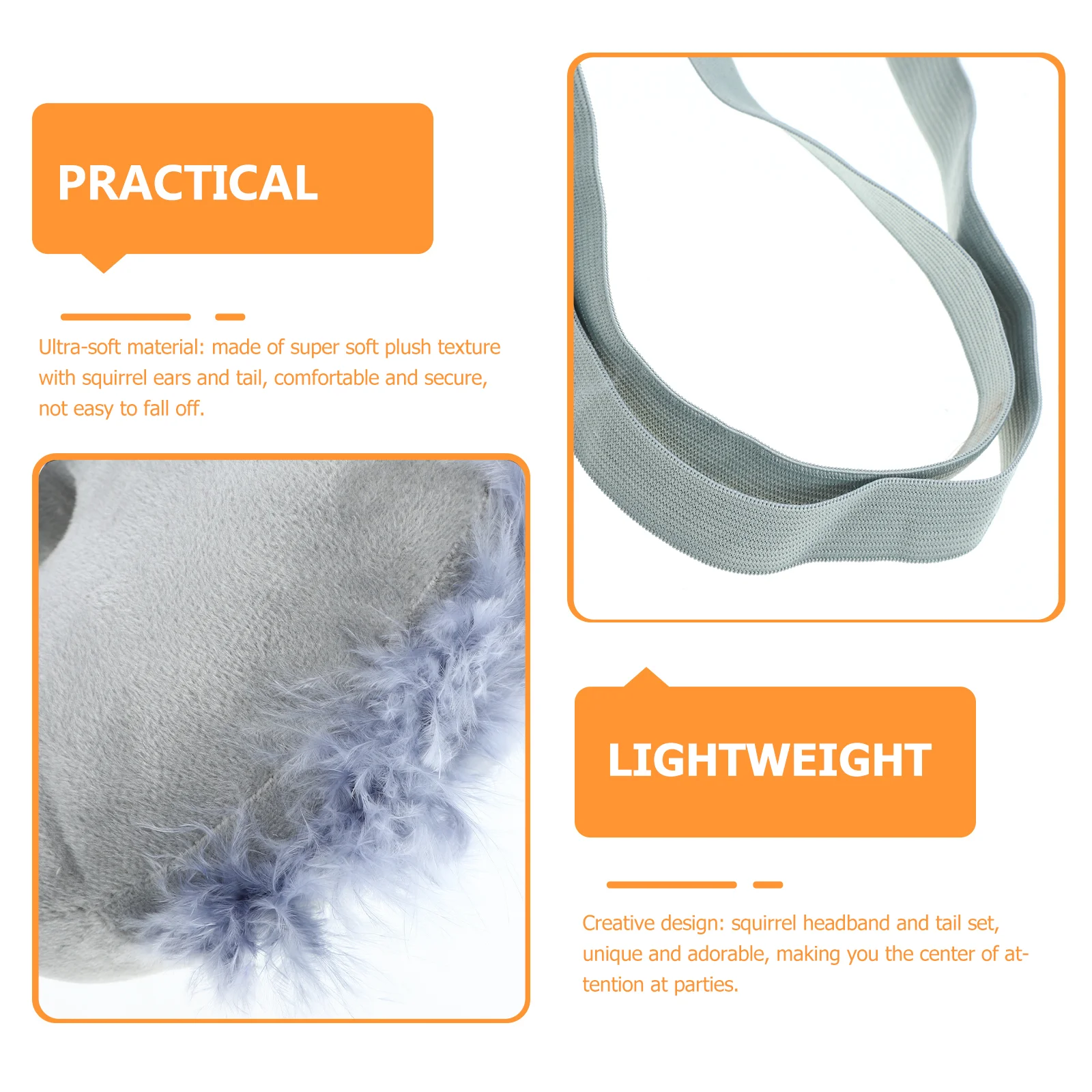 น่ากอดกระรอกคาดศีรษะหางลูกสุนัขของเล่นเครื่องแต่งกายสําหรับเด็กอุปกรณ์ประกอบฉากบาล์มตุ๊กตาผ้าเด็ก