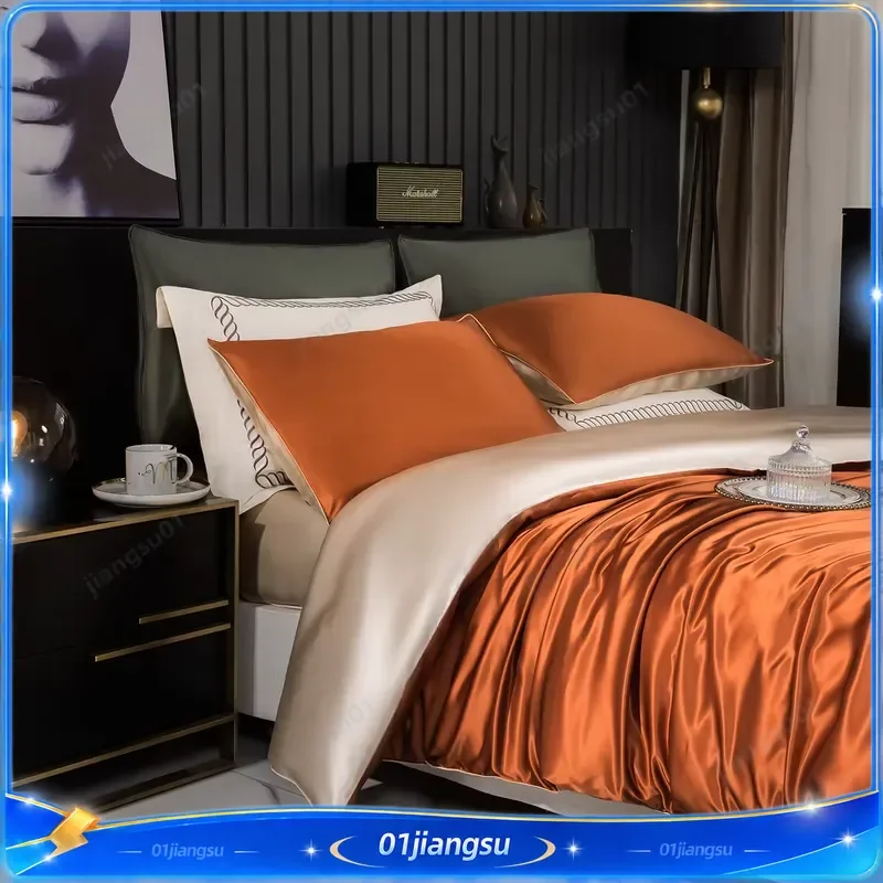22 Momme 100% Pure 6A Mulberry Silk Duvet Cover Double Sided Reversible Contrasting Colors OEKO TEX Certified Luxury Bedding