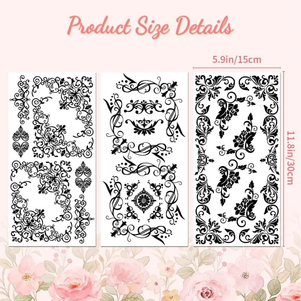 Rub on Transfer Decals for Furniture Crafts 6"x12" 3Pcs Vintage Corners Waterproof UV DTF Transfer Decals Sticker for making kit view 2