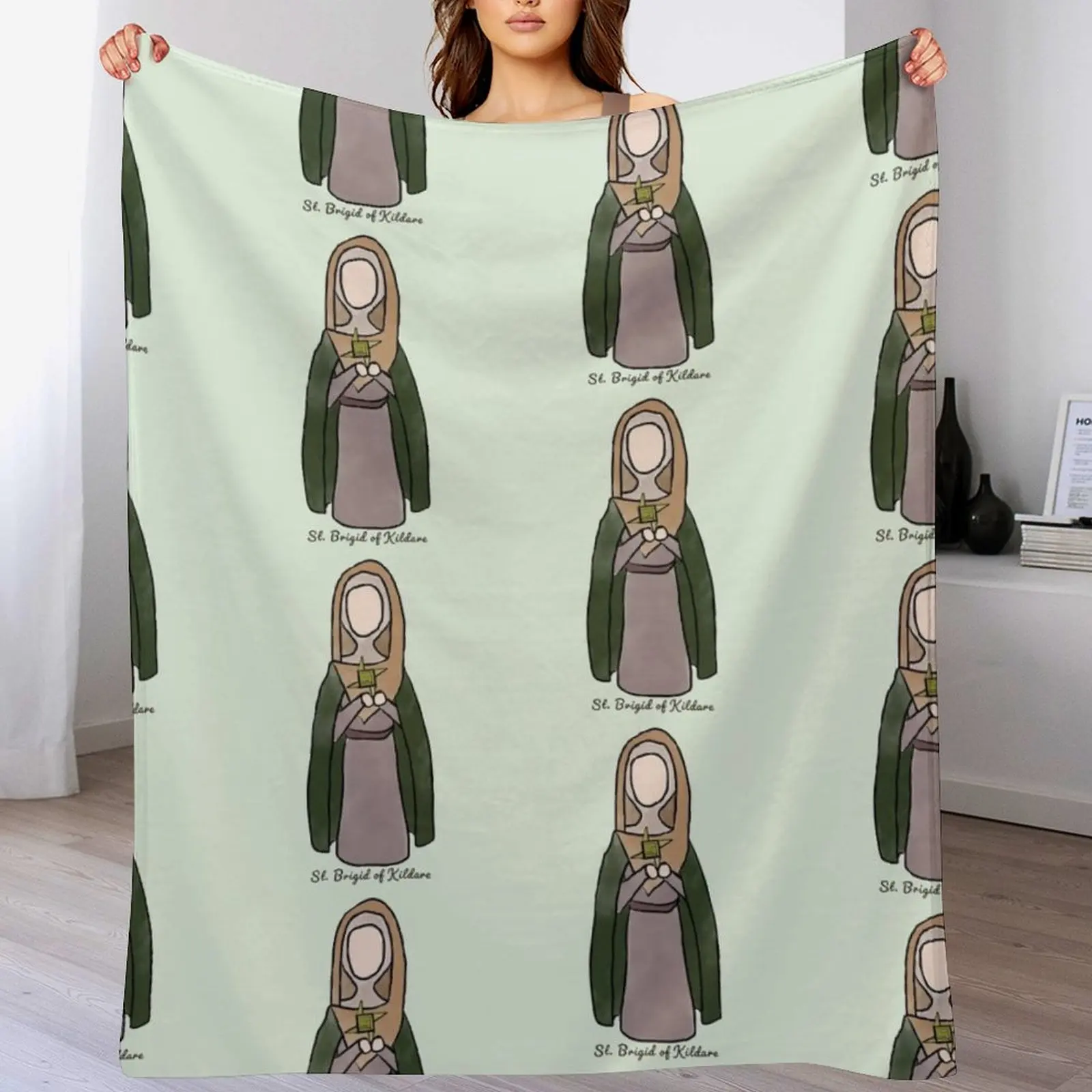 

St. Brigid of Kildare Throw Blanket Picnic Flannel Fabric For Sofa Thin Sofa Throw Blankets