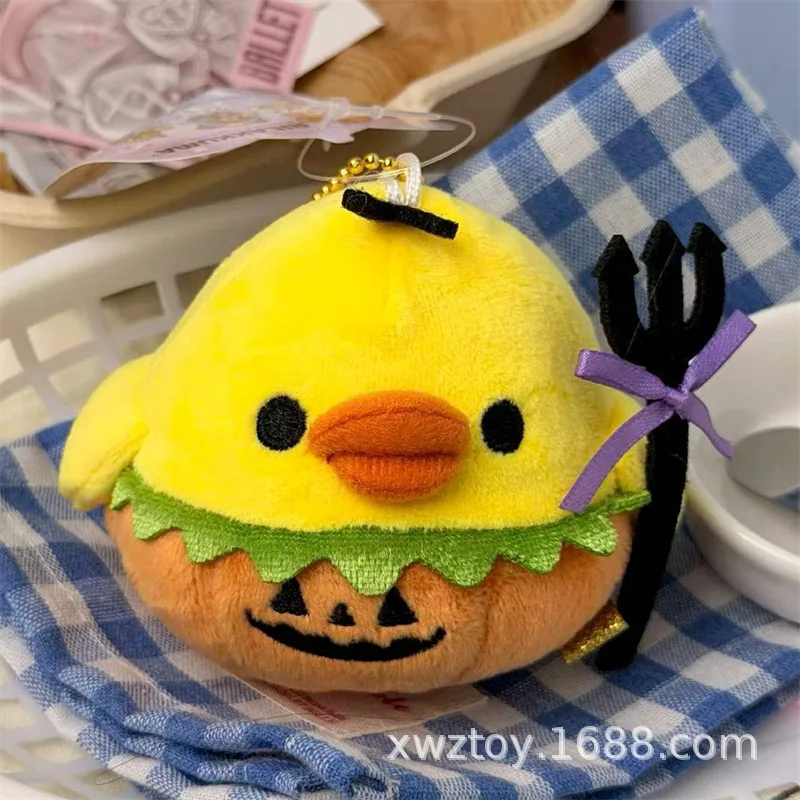 Pluszak San-X Rilakkuma, uroczy pluszowy breloczek z motywem dyni na Halloween, miękki miś, zawieszka do torby, dekoracja anime, prezent