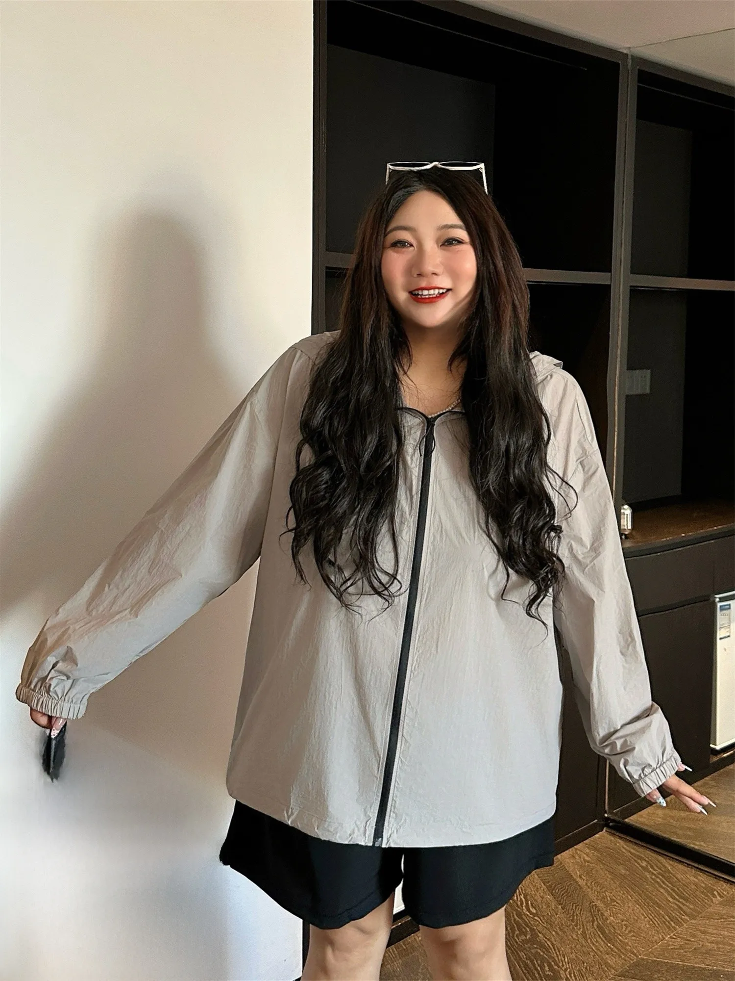 

Loose Casual Summer New Sle plus Size Women's Outerwear Sunscreen Mask Thi Big Sister 579 Large Size Women's Jaet