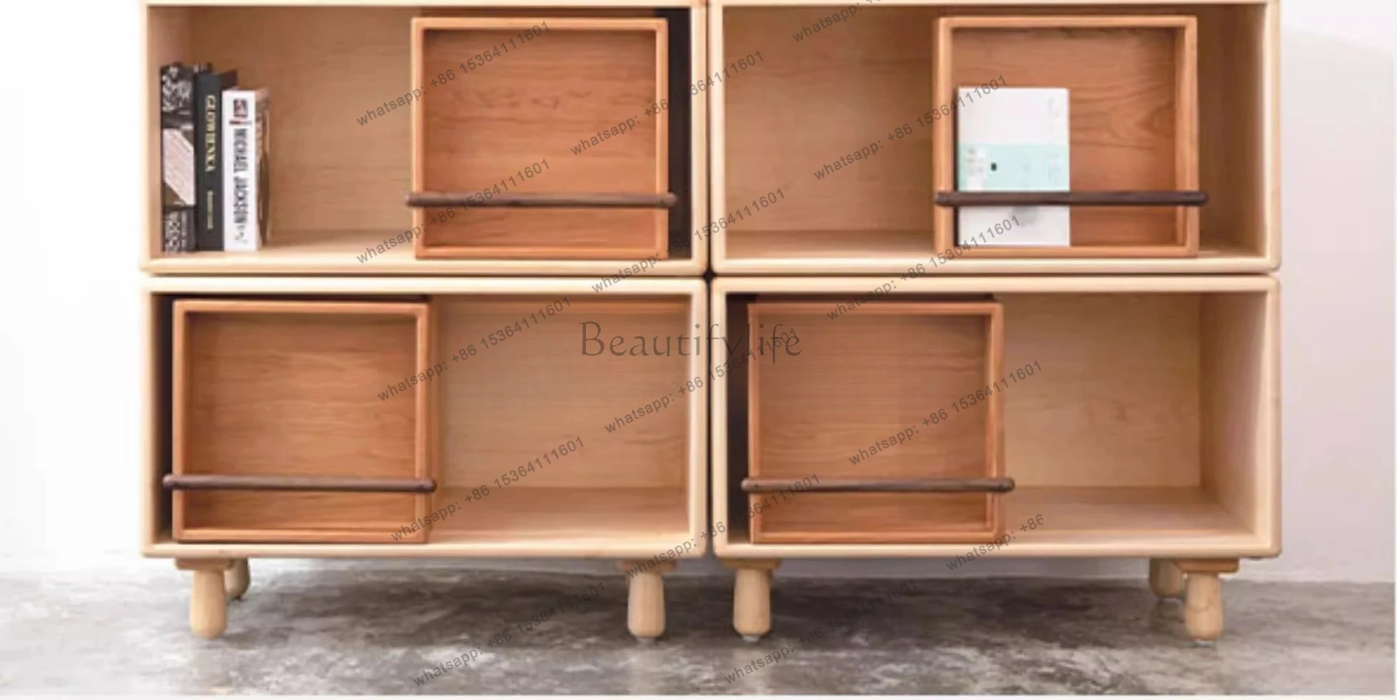 new modern home all solid wood bookcase combination study lattice picture book maple storage rack