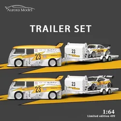 Aurora 1:64 LBWK Trailer Set T1 RWB 964 GT86 Yellow Lightning Diecast Diorama Car Model Collection Toys Time Micro