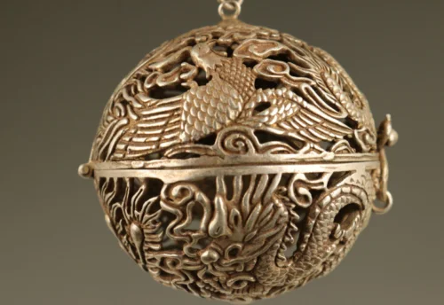 

Hand Carved Tibet Silver Copper Dragon Phoenix Incense Burner Buddha Statue Unique Ethnic Style Home Decor