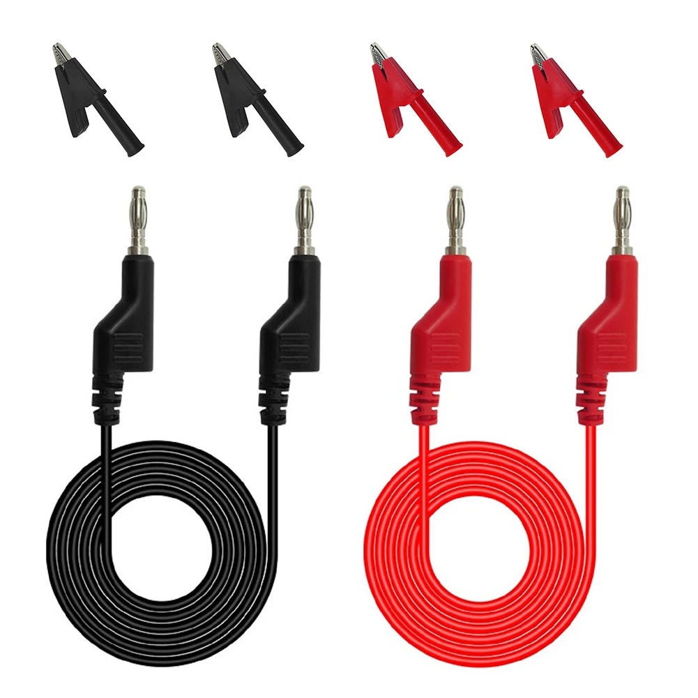 6pcs Set P1036 Stackable Banana To Banana Test Cable Leads And 4pcs Crocodile Clips Wire Length 100cm/3.3ft Multimeter Parts