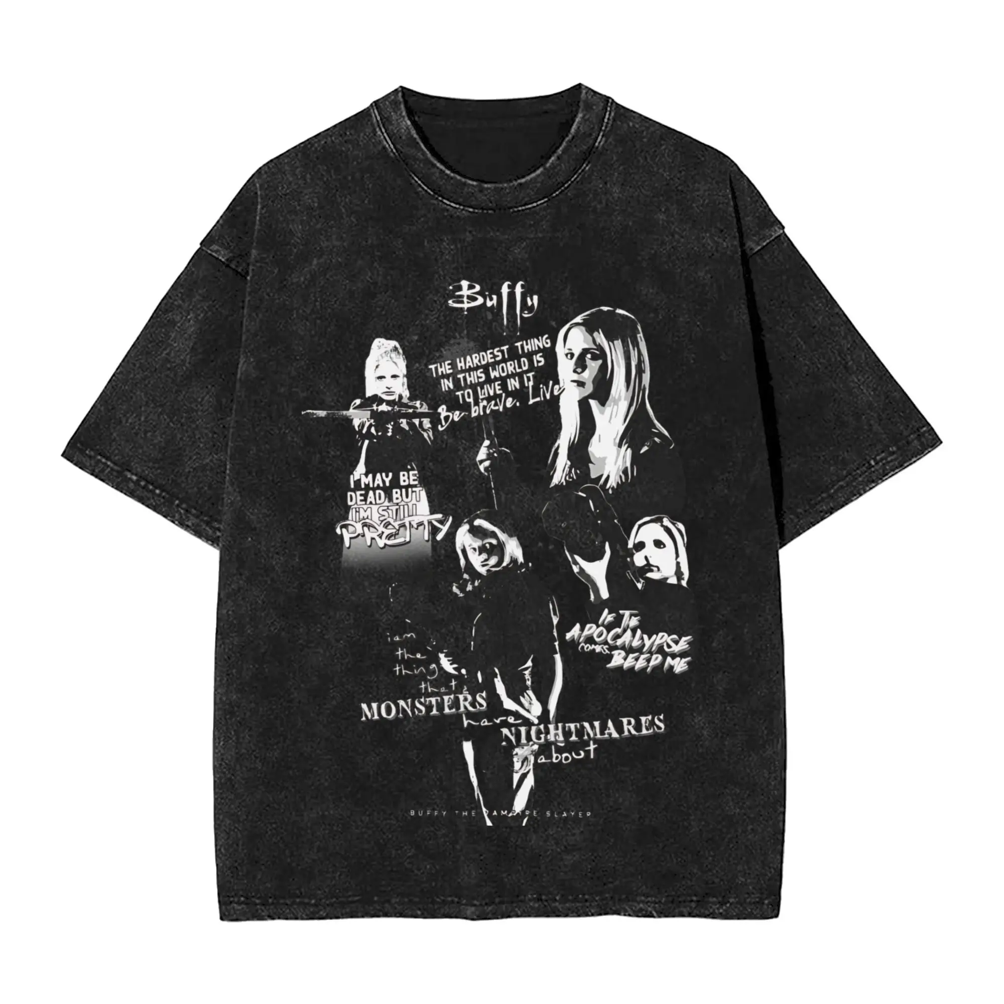 

Buffy the vampire slayer Outfit Washed T Shirts for Men Women Streetwear Hip Hop T-Shirts Summer Tees Cotton