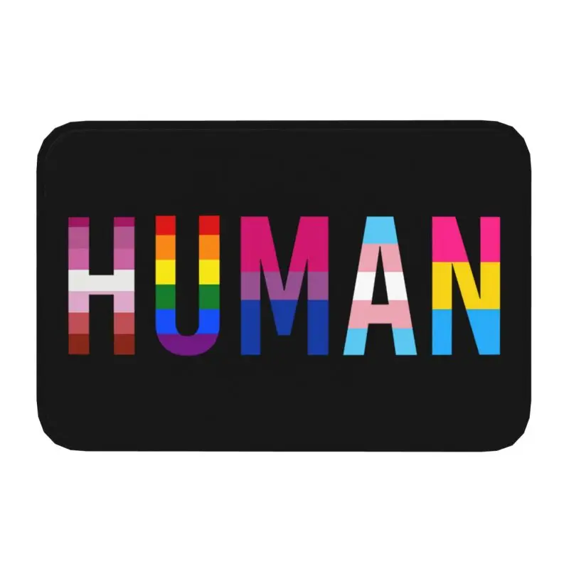 Custom Rainbow Human Lgbt Doormat Anti-Slip Kitchen Bathroom Mat Garden Garage Door Floor Entrance Carpet Rug