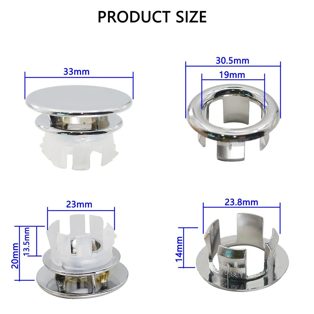 

Bathroom Kit Sink Spare Parts Silver ABS Plastic Basin Chrom Cover Overflow Ring Decorative Household Products