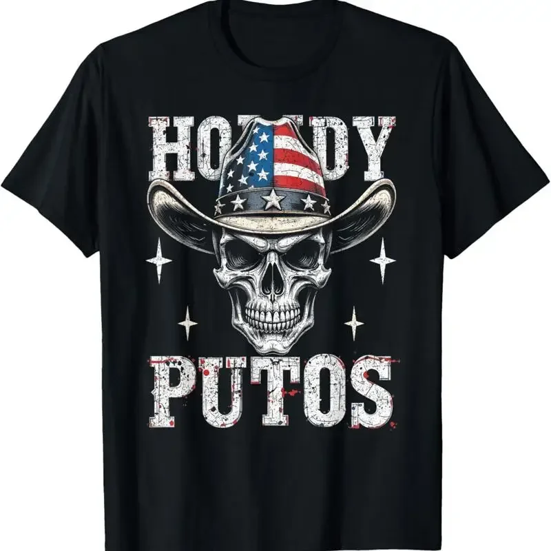 Camiseta Vintage Howdy Putos Cool Retro Western Cowboy Skull