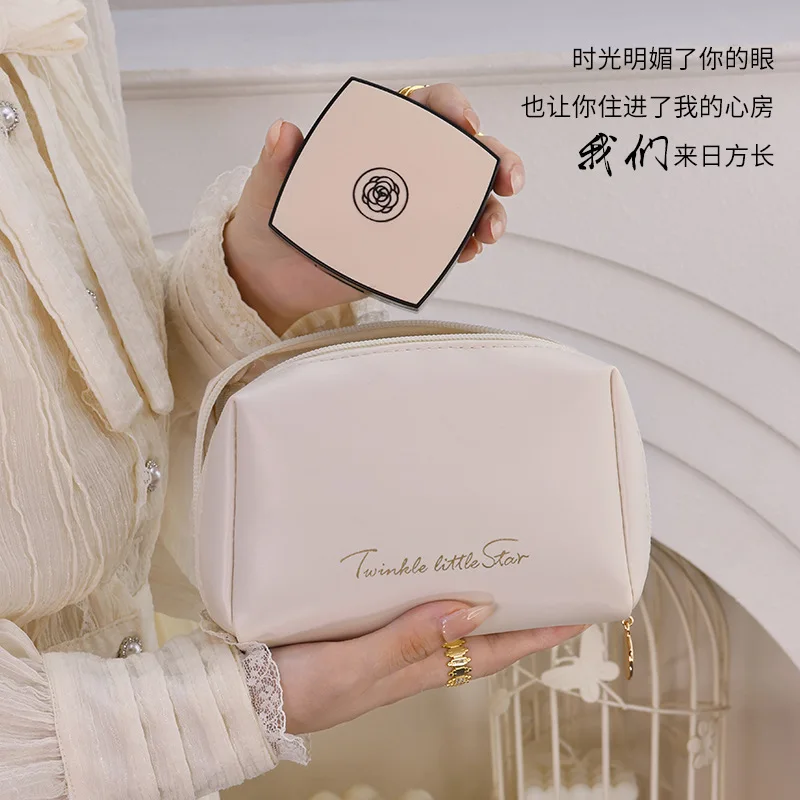 حقيبة تخزين عصرية حقيبة مكياج صغيرة محمولة من البولي يوريثان حقيبة مستحضرات تجميل صغيرة جديدة مغلف أحمر مجوهرات حقيبة تخزين رائعة صغيرة #3