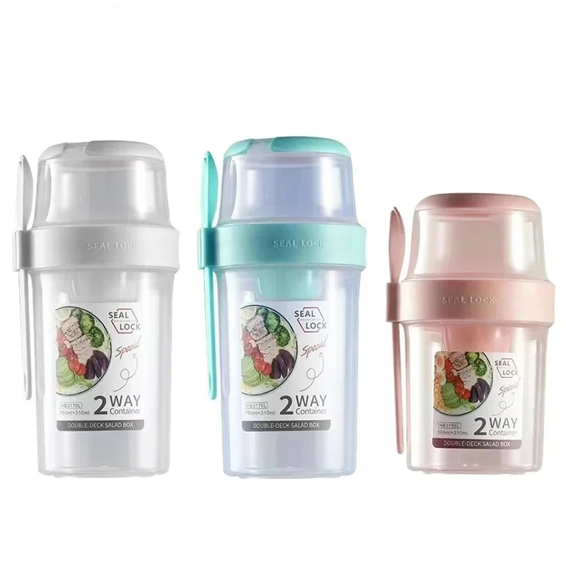 Breakfast On The Go Cups Salad Cup To Go Yogurt Overnight Oats Snack Parfait Containers Dressing Holder Picnic Bento Box