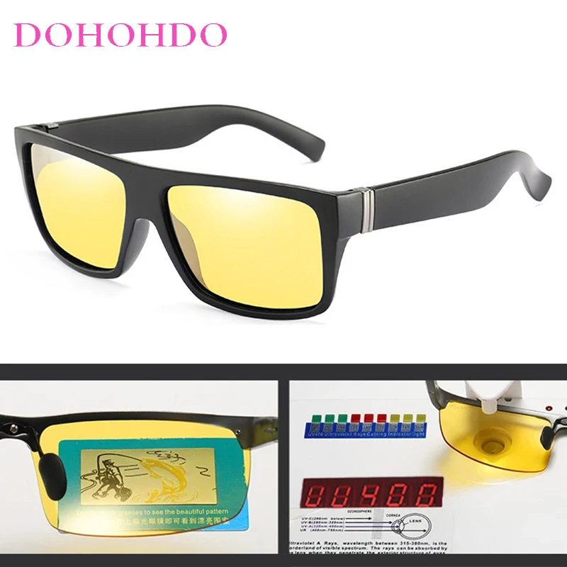 

2026 Brand Square Sunglasses Men Woman UV400 Night Vision Polarized Driving Anti-Glare Sport Eyewear Goggles Lunettes Homme Luxe