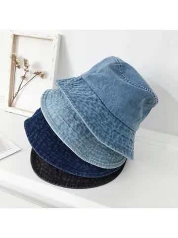 Large brimmed denim fisherman hat for men and women in spring and summer, thin shade and sun protection basin hat