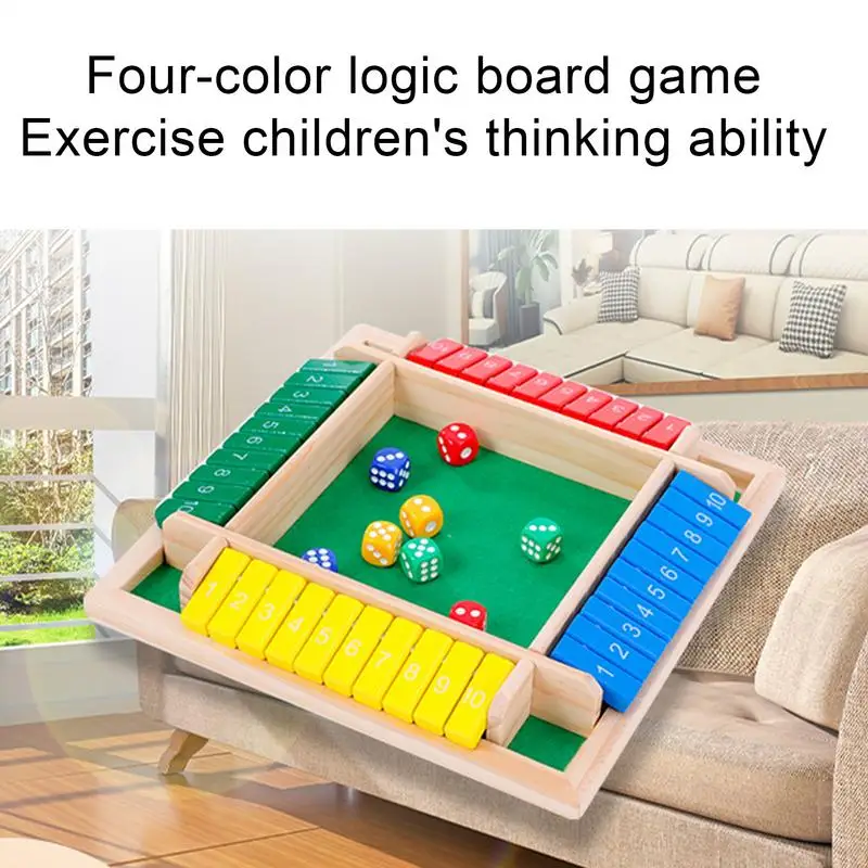 

10 Numbers Shut The Box Game Classic Wooden Board Game Parent-children Interaction Family Entertainment Addition Training Toys