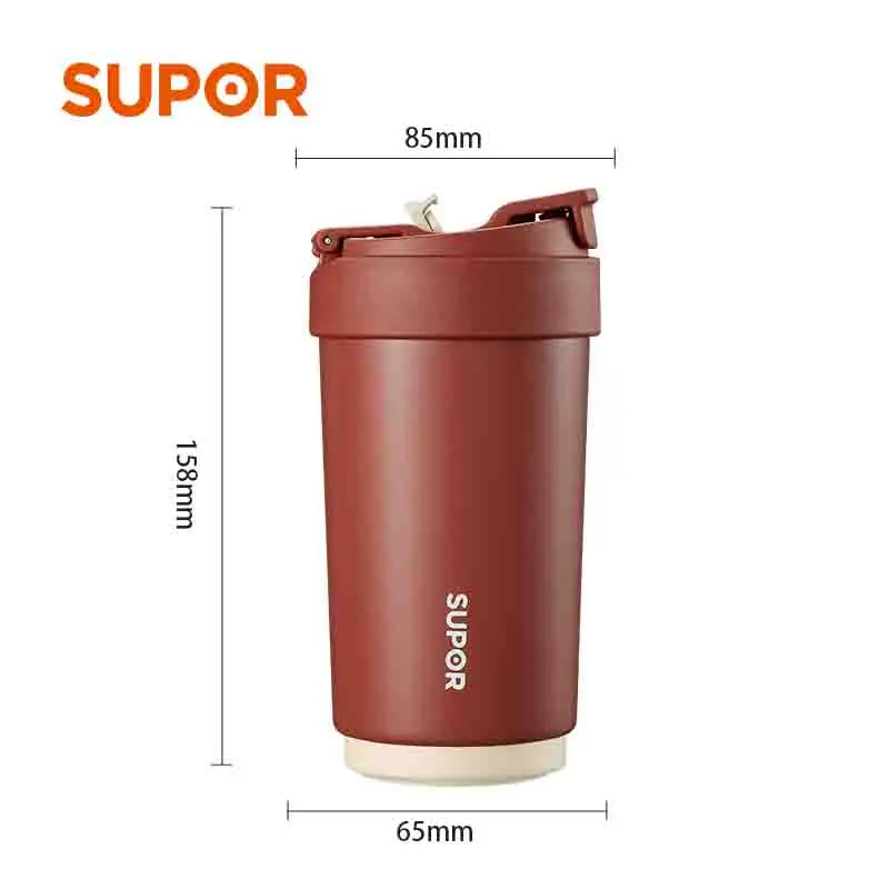 SUPOR 500ml Stainless Steel Coffee Cup Travel Thermal Mug Leak-Proof Thermos Bottle Tea Coffee Mug Vacuum Flask Insulated Cups