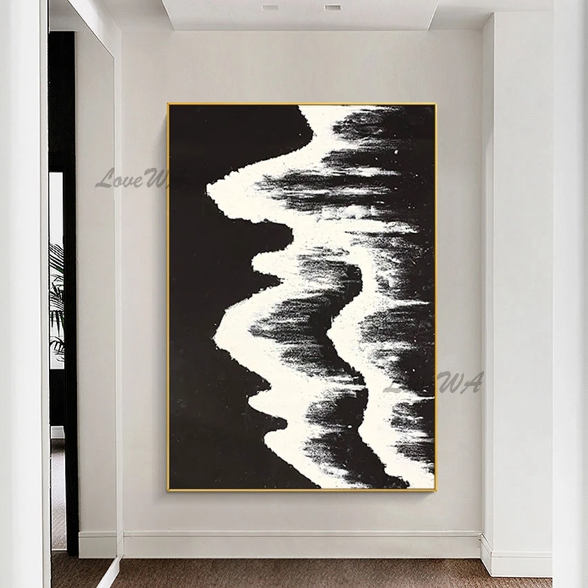 Black White Art Unframed Easy Pictures To Paint Abstract African Paintings Handmade Canvas 3d Beautiful Picture Scenery Wall