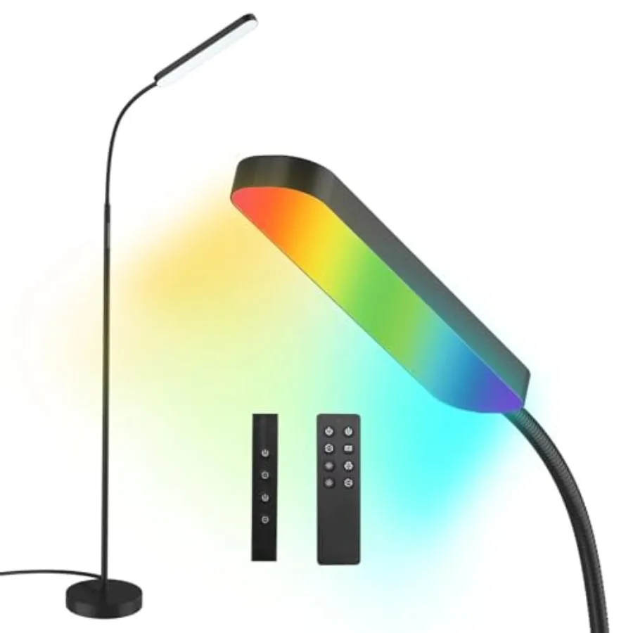 

Напольные светильники RGB с изменением цвета, диммером и ярким светодиодным освещением, с плавной регулировкой 3000K-6000K, умным пультом ДУ, современный дизайн