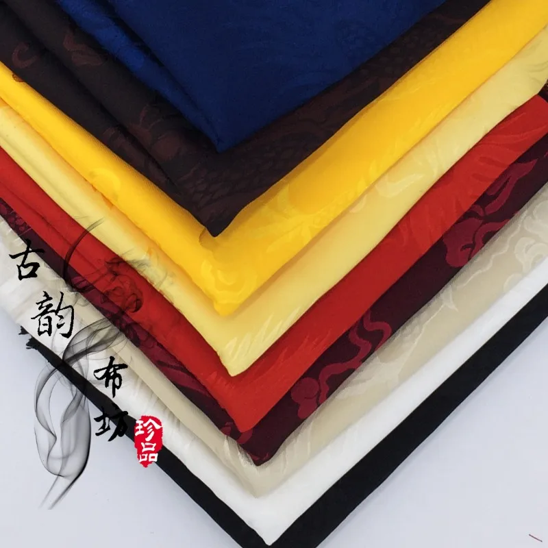 Dragon Pattern Satin Jacquard Fabric By The Meter for Clothing Hanfu Cheongsam Pajamas Dress Sheets DIY Sewing Cloth Soft Black