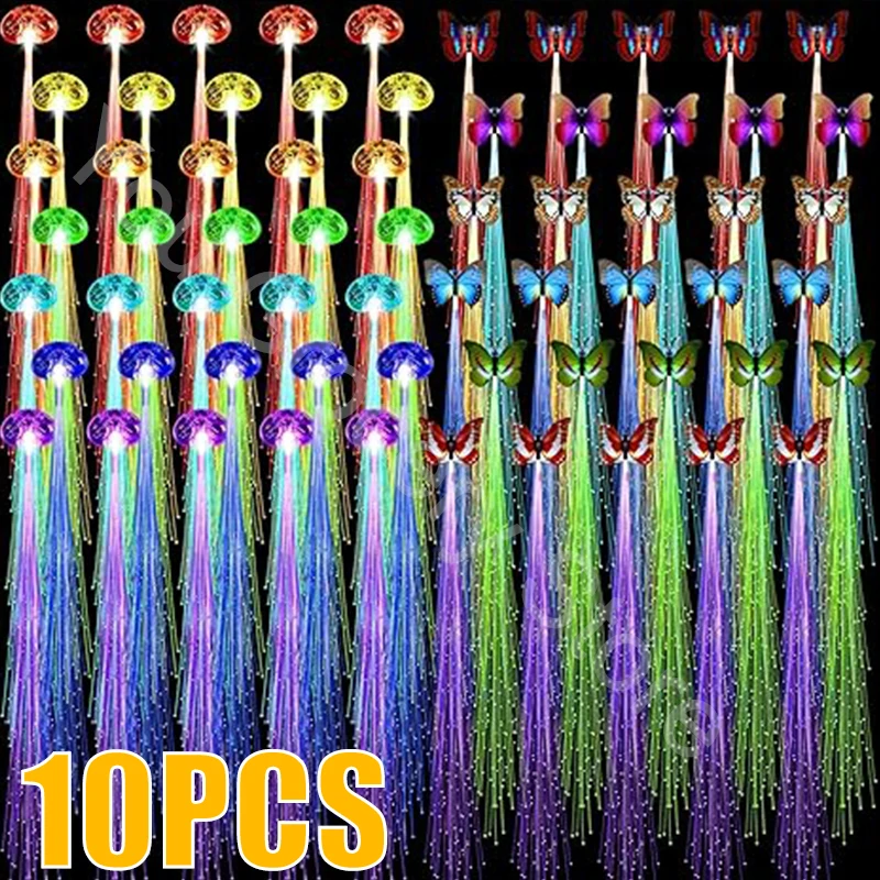 

Colorful Butterfly Light Braids Glowing Flash LED Hair Braid Clip Haripin Wigs Ligth Up Party Christmas Hair Accessories