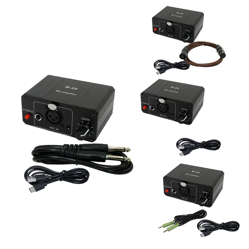M07K-Dynamic Microphone Condenser Mic Amplifier M-20 Audio 48V Phantom Power Charging Black For Live Sound Card Speaker