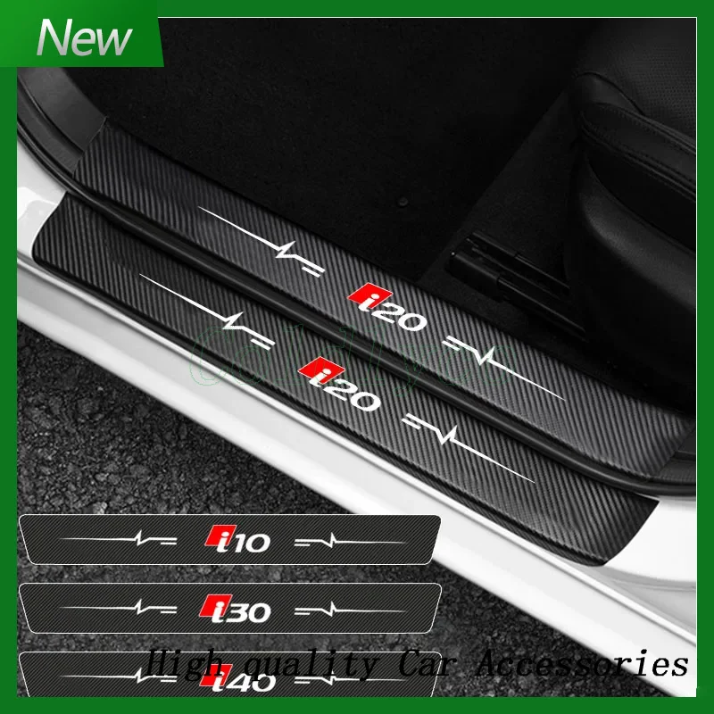 For IONIQ i10 i20 i30 i40 letter Carbon Fiber Car Doorsill Sticker Anti-scraping Waterproof Protective Film Accessories Trunk