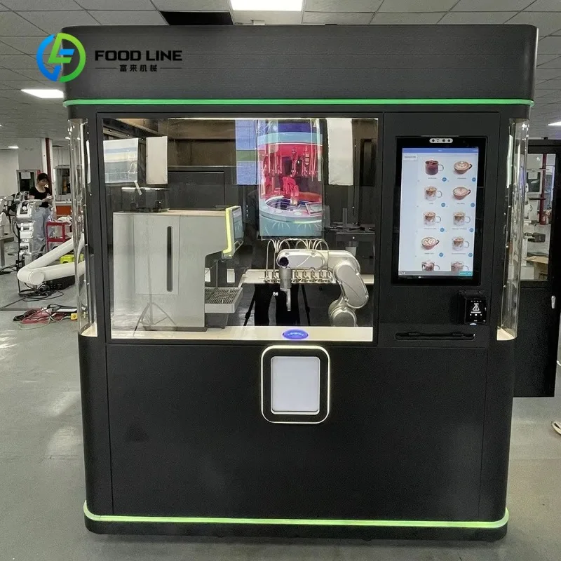 Customized CE Coffee Robot Vending Machine Certified Safe Bean to Cup Coin QR Payment 24H For Global Commercial Market