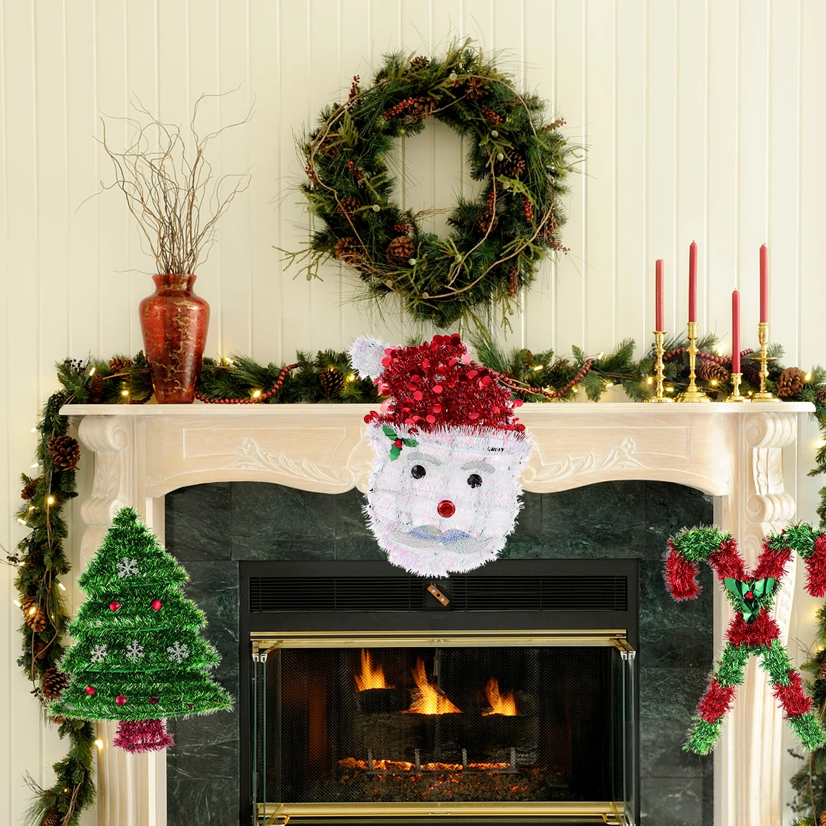 

5 Pcs Christmas Wreath Ornament Decorations 2023 Sale Supplies Tree 2024 New Year Ornaments News Thick Hanging Xmas The Sign
