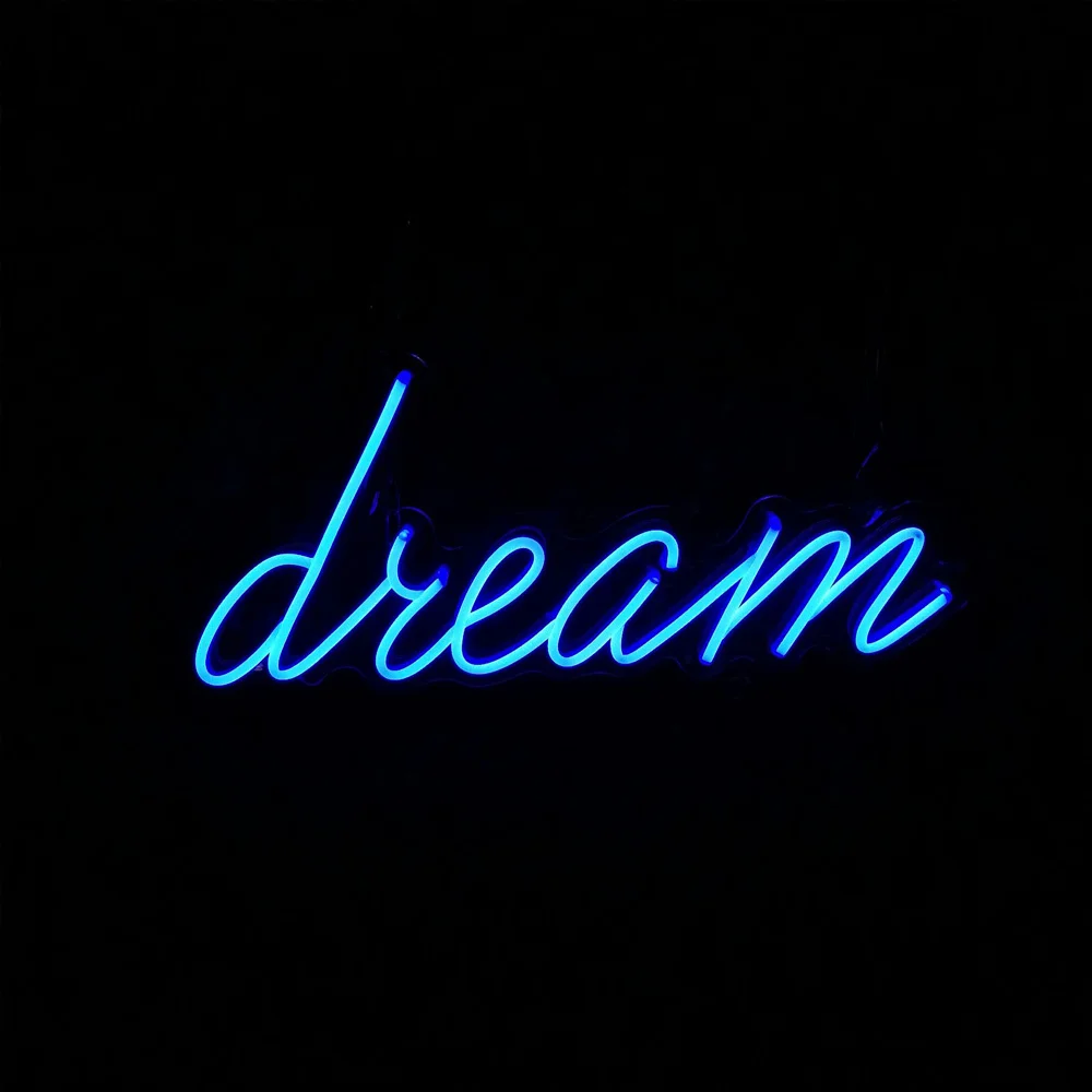 Dream Text Neon Light Signs, Transparent Acrylic Neon Bulb, Wall Hanging, Wedding Party, Room Decoration, Cool Neon LED Lights