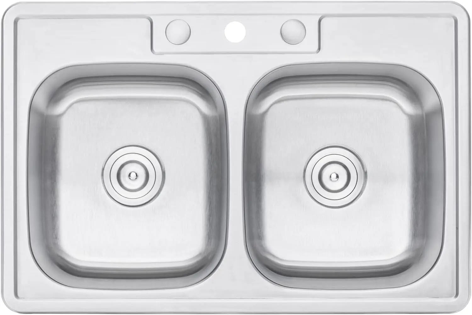 CozyBlock 33 inch Topmount Drop-In Stainless Steel 18 Gauge Double Bowl 50/50 Kitchen Sink w/ 3 Faucet Holes (Sink Only)