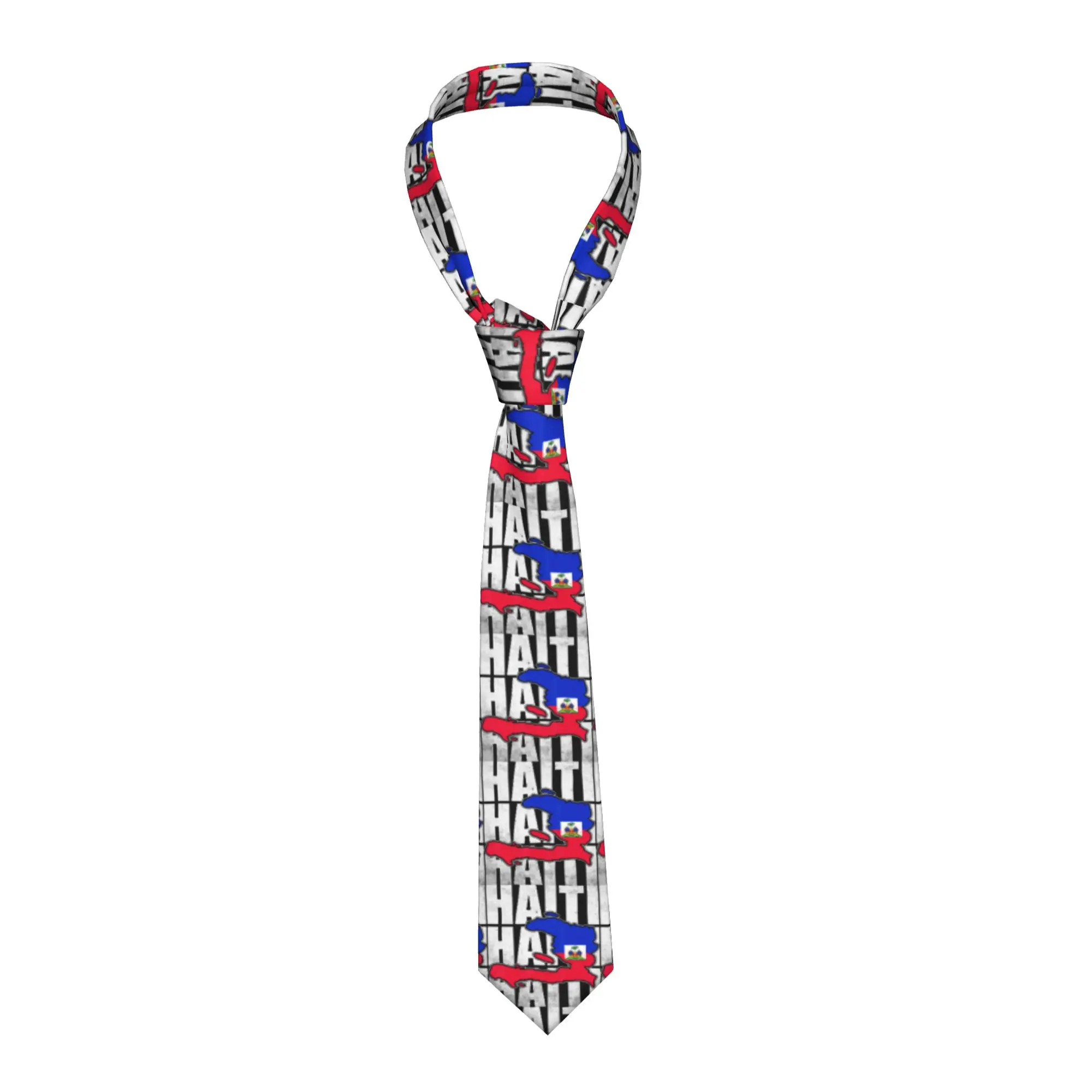 Cool Happy Haitian Flag Day Haiti Map Tie  Custom Neck Ties Cute Funny Collar Tie Unisex Adult Business Necktie Accessories