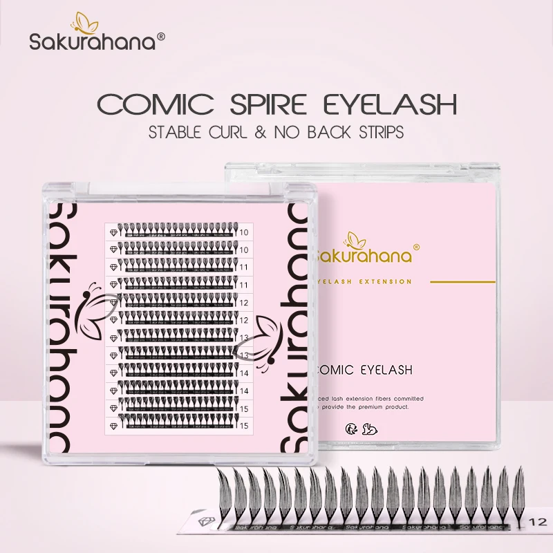 

SAKURAHANA Comic Spire Eyelash Extension Premade Fans Natural Cashmere Manga False Eyelashes Fans Feather Shape Comic Lashes