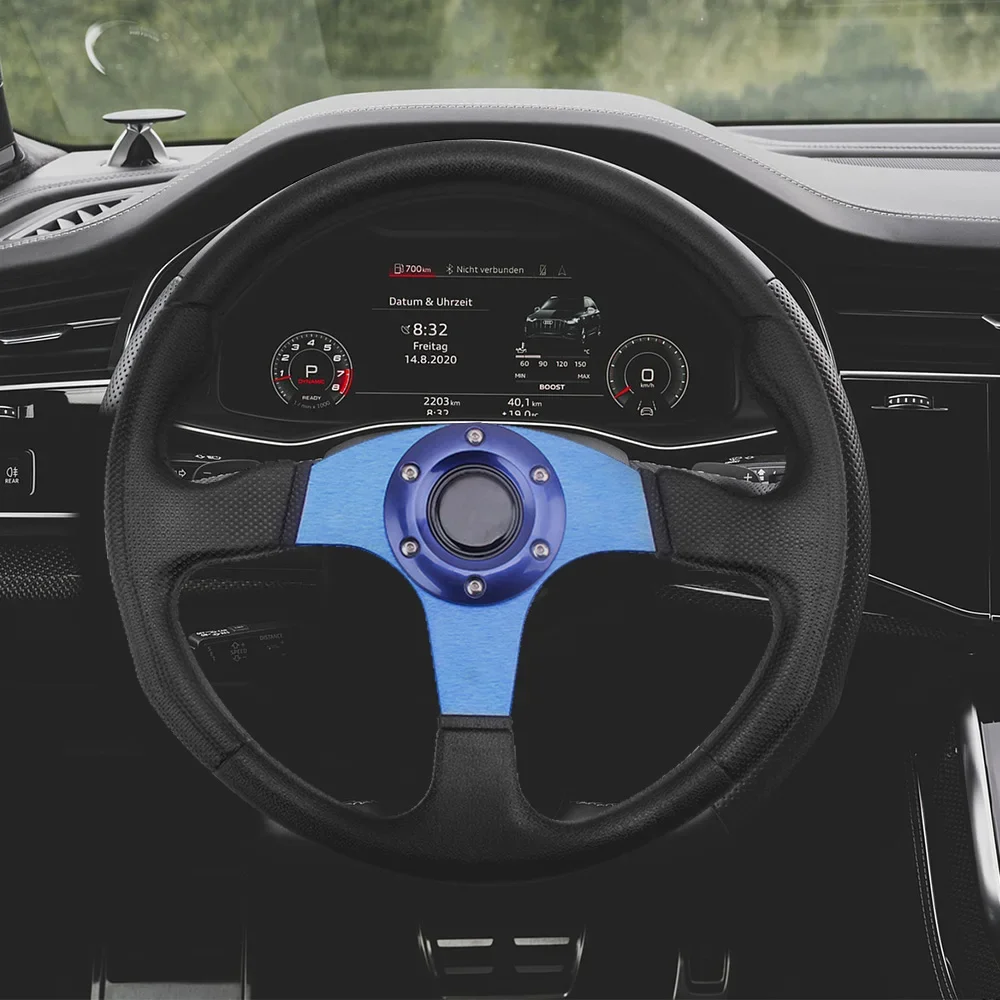 14 Inch Car Steering Wheel Universal 350mm Aluminum PU Drift Racing Game Sport Steering Wheel with Horn W/ Logo Car Accessories - view 5