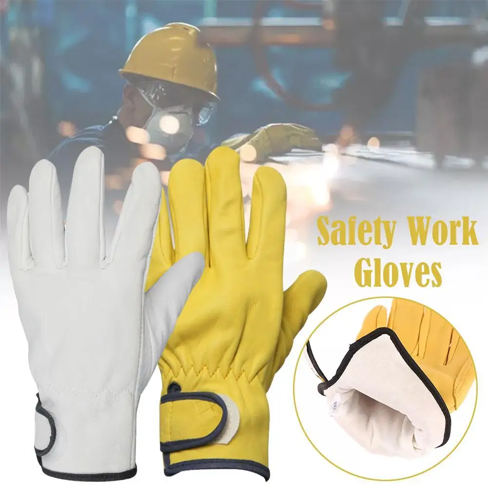 

Sheepskin Leather Workers Work Welding Safety Protection Garden Sports Motorcycle Driver Wear-resistant Gloves Men Work Gloves