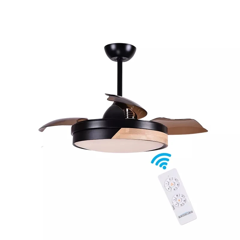 

Modern Kitchen Living Room Remote Control Invisible 3 Blade Retractable LED Ceiling Fans With Light