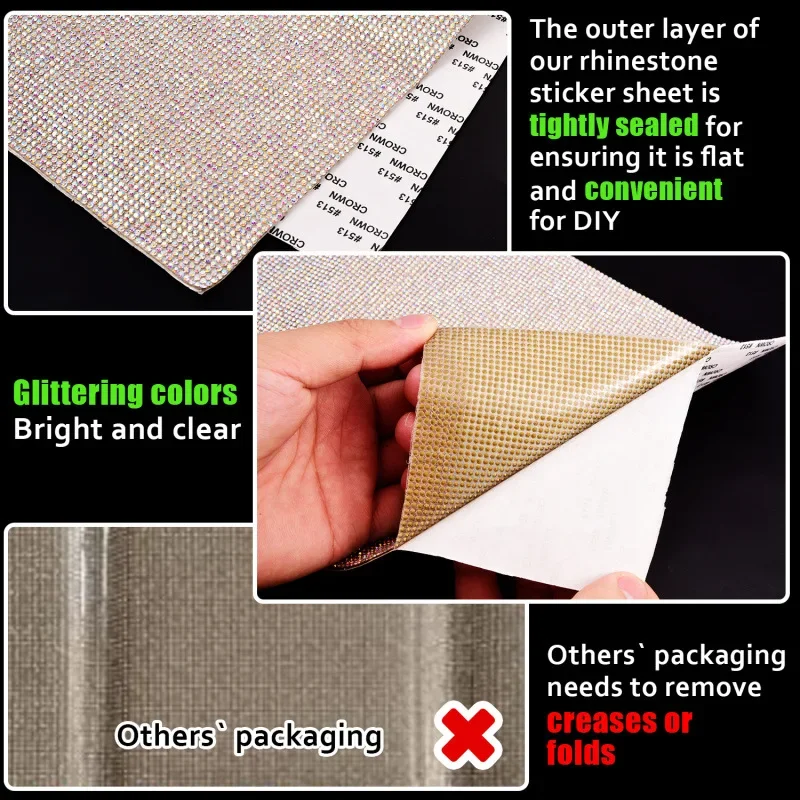 12x20/24x20 سنتيمتر ذاتية اللصق حجر الراين كريستال بريق ملصقات ورقة DIY بها بنفسك الماس لاصقة تزيين الهاتف سيارة تقليم ديكور مائي