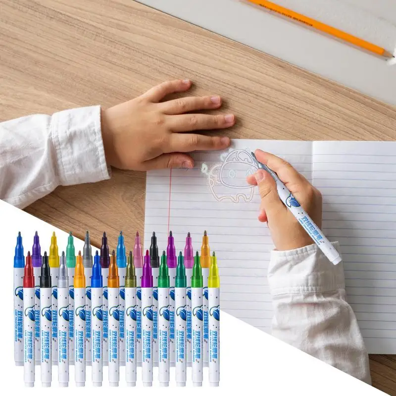 Outline Markers Colorful Outline Markers Self-Outline Markers 24 Color Sparkle Markers Art Pens For Doodling Scrapbooking