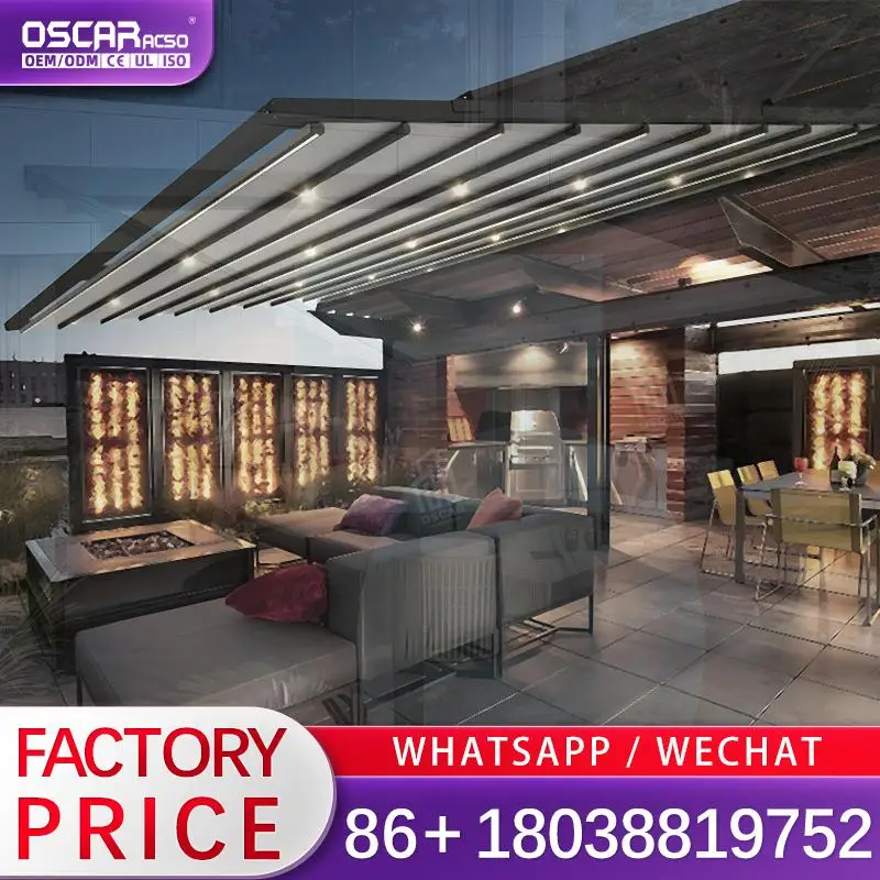 

Electric Retractable Pergola Outdoor Waterproof Shade Canopies Aluminium Folding Awning for Garden Patio Porch Retractable Canop