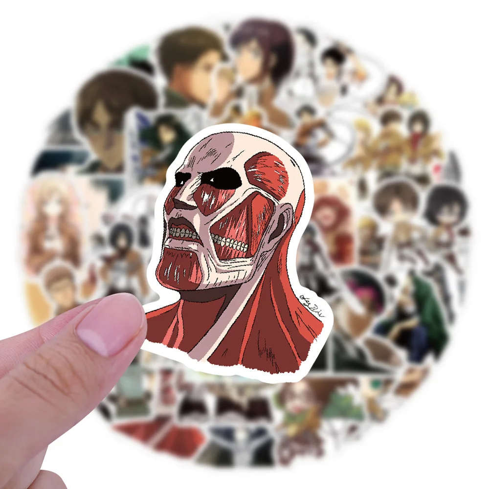 50 قطعة/المجموعة هجوم على تيتان ملصقات أنيمي الشارات DIY بها بنفسك القرطاسية سكيت الهاتف الثلاجة الأمتعة الكرتون ملصقات مقاومة للماء